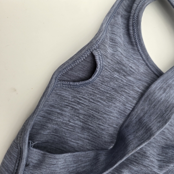 Alphalete Sports Bra Womens Small Blue Trinity Heathered Scoop Cut Out Strappy - Picture 8 of 10